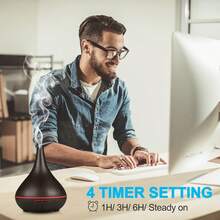 Bedroom Humidifier 500ml Aromatherapy Diffuser, Uniquely Shaped Wood Grain Essential Oil Diffuser, Cold Mist Humidifier USB Aromatherapy Diffuser, With Timer LED Light, Home And Office Humidifier (Dark Wood Grain). - 1PC - View 2