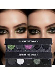 浓郁烟熏眼影盘|5色纯黑与炭灰|哥特妆容必备|哑光与珠光高显色|中性黑白灰调|打造完美眼妆|万圣节和圣诞节的理想之选|节日送礼佳品 - 彩色 - 查看 1