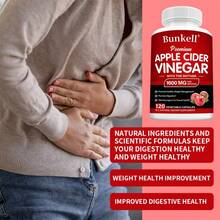 Vinagre de sidra de manzana (1600 mg por ración) - Dieta cetogénica, refuerzo inmunitario - 120 cápsulas - 1 botella - Ver 3