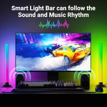 2 piezas Barra de luz LED inteligente, lámpara de mesa con cambio de color RGB, control por botón/control remoto/APP, iluminación ambiental alimentada por USB, atmósfera romántica, barras de luces LED IC RGB sincronizadas con música para PC, fiesta, habitación, sala de juegos - Barra de luz LED - Ver 7