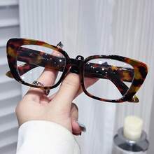 1/3 Pcs Comfortable Spring Hinge Men Women Vintage Cat Eye Reading Glasses Oval Clear Transparent Presbyopic Glasses Magnification +1.0 To +4.0 - 藍色*1 - 查看 3