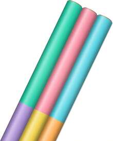 - Rollos de papel de regalo en colores pastel, color rosa, morado, azul, verde, amarillo, naranja (juego de 3 rollos: 75 sq.pies ttl.)Para cumpleaños, shower, Pascua, cualquier ocasión - Rosa, amarillo, azul - Ver 8