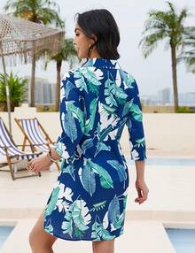 Women's Swimsuit Cover - Ups White Chiffon Bikini Swimwear Beach Dress Outfits Summer 6HQS - Floral Print - 查看 9