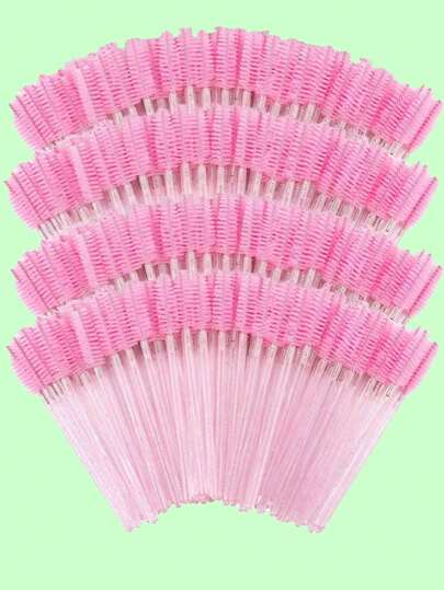 500 Piezas/200 Piezas/50 Piezas Brochas desechables para delineador de ojos, Cepillo de pestañas de nailon, Cepillo rodante, Sin cejas. Extensión de pestañas Varilla de plástico ABS adecuada para tipo de piel normal - Set de cabezales de cepillo rosa