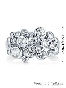 1pc Elegant Cubic Zirconia Ring, Women's Wedding Engagement Party Jewelry, Valentine's Day Gift - Silver - View 7