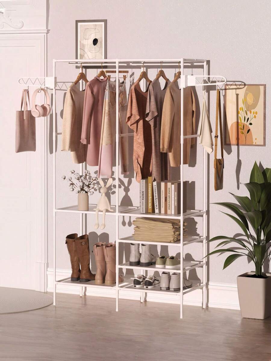 1pc Multifunctional Floor Standing Wardrobe, Coat Rack, Storage Shelf, Shoe Rack, Sturdy, Fashionable, Easy To Assemble And Disassemble, Portable, Suitable For Bedroom, Living Room, Office, Study Room, Holiday Gift, Christmas Gift, Children's Gift