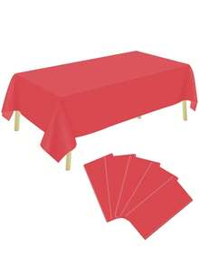 1/5pcs Disposable Plastic Rectangular Tablecloth, Various Colors For Birthday, Shower, Wedding, Ice Cream And Ocean Party Decorations, Birthday Wedding Room Decor - Multicolor - View 19