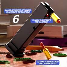 Toy building block gun Juego de construcción de bloque de lanzamiento automático - Incluye cartuchos, juguete educativo STEM, equipado con lanzador de balas realista, hecho de bloques MechaniSafe, adecuado para adolescentes y adultos, kit de montaje para padres e hijos, regalo de Navidad/cumpleaños 2025 para niños y niñas (color aleatorio) - Multicolor - Ver 6