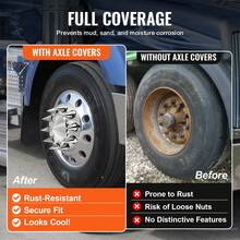 Rear Front Axle Wheel Covers, Spiked Axle Cover For Semi Truck, ABS Rust-Resistant Lug Nut Covers, Universal Fit, Installation Tool Included, 2 Front And 4 Rear Axle Hub Covers Combo Kit - 13.90x4.25 inch and 13.94x9.17 inch - 查看 6