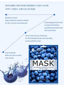 6片装水果面膜套装 – 石榴面膜、蓝莓黄瓜面膜，亮肤保湿护肤面膜，秋冬季节/圣诞节礼物，适合女性 - 彩色 - 查看 5