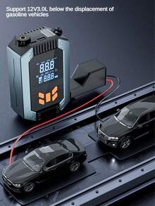 Tragbarer Autostarthilfe mit Luftkompressor, 2500A Spitze (8,0 L Benzin, 6,5 L), 150 PSI Reifenaufpumper, 12V Autobatterie-Booster, mit LED Licht