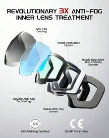 OTG Ski Goggles, Interchangeable Magnetic Lens Snow Goggles, Anti Fog Snowboard Goggles For Women Men Adult Youth - 銀色 - 查看 3