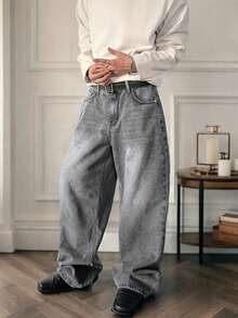 Hommes, style vintage Y2K délavé ample, ample, ample, ample, empilé