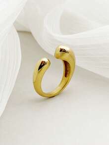 Mazuer 1 件 18K 镀金复古法式优雅简约泪滴形不锈钢戒指，专为女士设计，适合日常佩戴、约会、感恩礼物、节日、派对 - 金黃色 - 查看 8