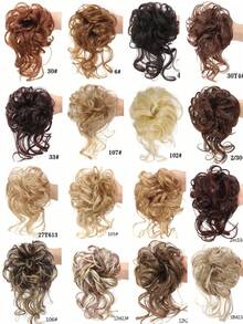 Synthetic Messy Curly Claw Hair Bun Chignon Hair Extensions Scrunchy Fake False Brown Black Hair With Tail For Women Hairpieces - Multicolor - View 6