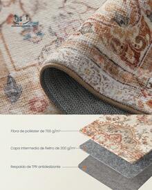 SONGMICS HOME Alfombra, Alfombra Antideslizante 153 x 214 cm para Dormitorio, Estilo Vintage, Lavable a Máquina, Beige Capuchino - Café ligero con leche - Ver 2