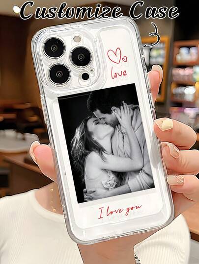 Funda de teléfono personalizada con foto, compatible con iPhone 11 12 13 14 15 16 Pro, A53 A33 A34, funda de teléfono transparente de cobertura completa, ideal para parejas, aniversario, cumpleaños, fotos personales y de mascotas