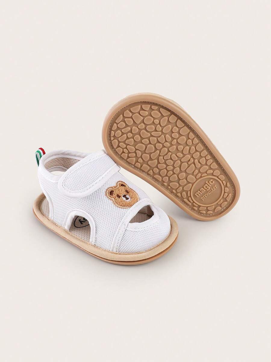 Infant Sandals, 3-6-9 Months Breathable Mesh Slippers, 1 Year Old Anti-Collision Anti-Slip Cartoon Walking Shoes - White - View 1