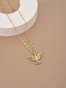 1 chiếc vòng cổ hình chim đính đá thời trang bằng thép không gỉ, cánh đính đá, trang sức vàng, dây chuyền vàng, quà tặng Ngày của Mẹ, trang sức phương Tây, quà tặng Ngày Nhà giáo, quà tặng cho nữ, trang sức đi biển, trang sức du lịch, mặt dây chuyền, quà tặng, quà sinh nhật - Vàng - Xem 8