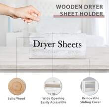 1 pieza Soporte de madera para hojas de secadora de ropa - Contenedor para hojas suavizantes, Contenedor rústico para hojas de secadora con tapa con bisagras y gancho, Dispensador de hojas de secadora para organización y decoración del cuarto de lavado