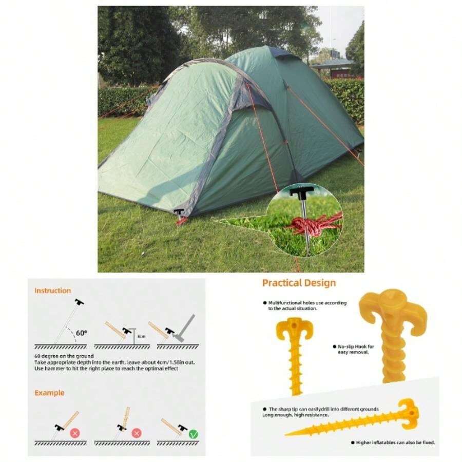 20+2PCS Tent Stakes Heavy Duty Camping Stakes, 9.8Inch Non - Rust Metal Tent Pegs Ground Stakes Tent Spikes Camping, Garden, Hiking Black - Black 20+2pcs + 10IN - View 1