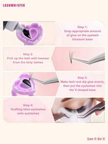 50/100/200/300/500/600/700支装心形睫毛胶收纳盒，睫毛嫁接用品，加厚扇形托盘 - 彩色 - 查看 7