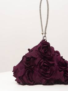 迷你手提包、伴娘包、碎花包、派对包、不对称设计包、派对配饰、优雅女士包、婚礼用品、女士礼物、圣诞包（图案随机） - 酒紅色 - 查看 4