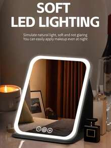 LED Makeup Mirror, 3 Lighting Modes (White/Natural/Warm Light), 800mAh, USB Rechargeable Adjustable Brightness Vanity Mirror, Portable Foldable Design, Suitable For Home, Travel And Dorm, Perfect Gift For Women On Valentine's Day, Birthday, Mother's Day - Multicolor - View 11