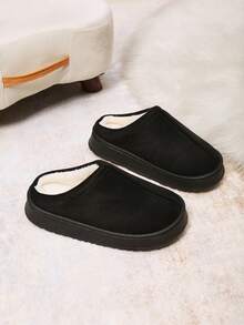 OBOVAY 全新纯色轻质记忆海绵男女通用男士拖鞋，秋冬款 - A-9黑 - 查看 9