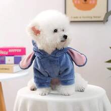 1pc Cute Puppy Winter Outfit - Thick Warm Sports Suit With Furry Ears And Tail, Easy Wear & Take Off Design, Suitable For Small Dogs Like Pomeranian, Chihuahua, Shih Tzu