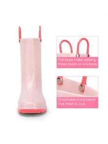 Kids Rain Boots Glitter Boys Girls With Easy-On Handles Sparkly Waterproof Boots Outdoor Playing Rain Boots Unisex-Child  For Rainy Days And School Activities - Hồng - Xem 2