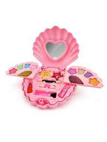 1/2Pcs ABS Shell Shape Kids Makeup Bag Toy, Pink Blue Princess Cosmetic Case With Mirror, Washable Cosmetics, Birthday Christmas Gift For Little Girls - Multicolor - View 15