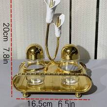 1 Set di Barattoli Porta Spezie, Saliera e Pepiera in Stile Vintage Dorato a Disegno di Tulipano, Adatti per Uso Domestico, Commerciale e Varie Occasioni