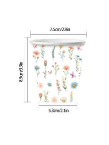 10/20/50 unidades, copo de papel de 9 onças, design floral natural, copo de banho consumível, copo para enxaguante bucal, copo de papel para amostra, copo consumível para beber, festa, casa e escritório, copo de recepção, amigo, copo de café expresso para o consumidor, água, suco, doces e salgadinhos, presente de ano novo, adequado para diferentes ocasiões