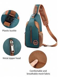 男士撞色胸包，适合健身锻炼、日常通勤、周末短途旅行，休闲运动斜挎包，可调节肩带，韩版时尚小包，热销单肩包，大容量收纳，新款男士胸包，解放双手设计，街头运动风爱好者的理想之选。 - 彩色 - 查看 4