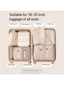 8pcs Multi-Function Travel Packing Cubes, Large Capacity Luggage Organizer Bags, Foldable Clothes Storage Bags, Suitable For Travel, Luggage, Clothes, Bedroom, Dorm, Great Gift For Friends, Halloween, Christmas - Multicolor - View 6