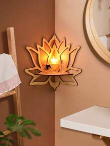 1件创意木质月牙形壁挂展示架，DIY组装式悬浮置物架，适用于客厅、卧室、香薰蜡烛和派对装饰 - 彩色 - 查看 6