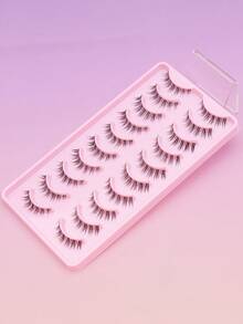 AYRMILLA 10/5 对自然假睫毛，蓬松柔软，3D 水貂毛睫毛，纤长丝滑，适合日常、工作、会议，自然舒适，手工制作，纤长浓密，附赠睫毛镊子和刷子。