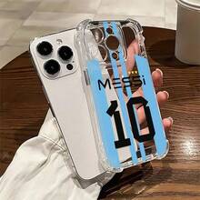 Messi Mobile Phone Case, Designed With Football Jersey And Star Elements, Suitable For IPhone 14, 13, 12 And 11 Pro Models, Made Of TPU Material, And Provides Shockproof Protection. - 無色 - 查看 1
