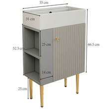 Bathroom Furniture Washbasin With Vanity Unit 55 Cm, Vanity Unit, Small Guest Bathroom Furniture, White - Grey - View 4