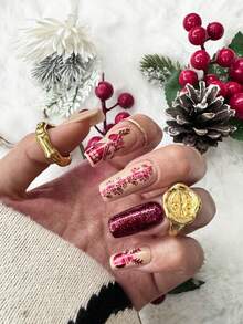 5 Peças de Adesivos de Arte de Unhas de Papai Noel Vermelho em Estilo de Desenho Animado - Design de Arte DIY para Inverno, Natal, Ano Novo, Flocos de Neve Vermelhos Fofos, Renas, Papai Noel, Pinguins, Corações, Fitas, Acessórios de Natal, Adequado para Uso Diário, Casamento e Feriados de Mulheres, Adesivos de Unhas Descartáveis, Estilo de Tema de Desenho Animado e Fofo, Fácil de Colar, Decoração de Salão de Beleza