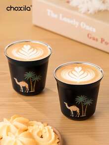 choxila 1pc Tea Pot And Tea Cup, Tea Kettle With Infuser, Stainless Steel Thermal Carafe, Vacuum Coffee Pot And Coffee Cup, Coconut Tree And Camel Pattern Water Pot And Water Cup, For Coffee, Tea, Beverage, Home/Office/Camping/Travel/Festival Gifts - Tea Kettle - View 10