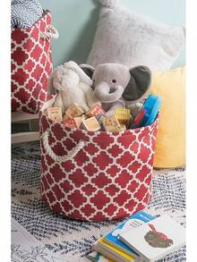 Contenedor de poliéster DII con asas, caja de almacenamiento de rejilla, grande y redonda, rosa - Herrumbre - Ver 3