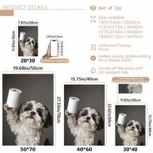1 pièce Impression sur canevas d'un Shih Tzu avec du papier toilette, œuvre murale sans cadre, décoration pour la maison et le bureau, parfaitement adaptée à la décoration de la maison, de la chambre, du salon, de la salle de bain, décoration murale, avec ou sans cadre en option