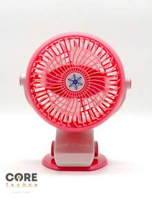 Mini Portable Rechargeable Fan 3 Speeds For Desk With Clip - Pink - View 4