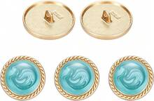 Metal Vintage Gold Button 25 Rounetal Sewing Button Alloy Shank Replacement For Women's Suit Woolen Coat Shirt Dress Sewing Lake Blue Pack Of 5,25526600 - 藍色 - 查看 1