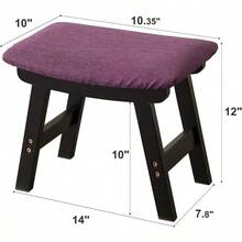 Foot StoolOttoman And Footstool Small Sofa Foot Rest Bamboo Foot Stool Under Desk Extra Seating For Living Room Bedroom And Kitchen Black Stool Legs - Purple Surface