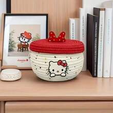 1 pieza Cesta de almacenamiento Sanrio Hello Kitty Kawaii, linda caja de almacenamiento de cosméticos y juguetes, decoración de dormitorio, regalo de cumpleaños, rosa