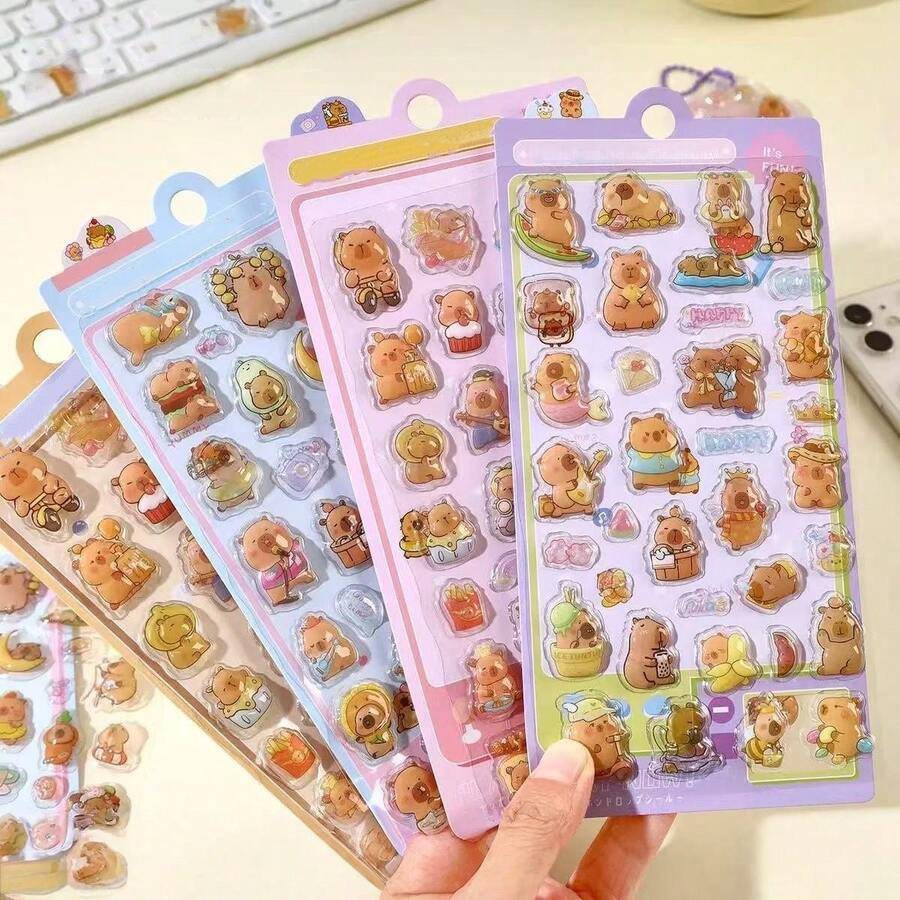 قطعة واحدة من ملصق بلاستيكي ثلاثي الأبعاد لحيوان الكابيبارا، ملصق زخرفي كرتوني مرصع بالألماس ثلاثي الأبعاد، متوفر بأربعة أنماط، مناسب لكتب الملصقات والأجهزة المحمولة والثلاجات وتزيين أغطية الهواتف الكرتونية. التصميم مثالي للاستخدام المنزلي والأعياد والحفلات وأعياد الهالوين والكريسماس. - متعدد الألوان - مشاهدة 1