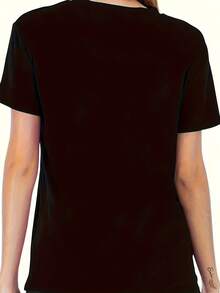 Pink Or Blue Grandma Loves You Print Round Neck Women's T-Shirt For Baby Gender Reveal Gift 220g Cotton T-Shirt - màu đen - Xem 2